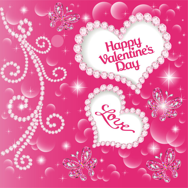 背景用心形和蝴蝶做成图片下载