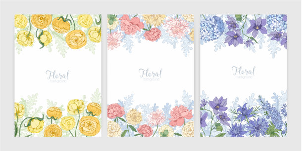 收集花的背景或卡片模板图片下载