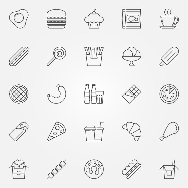 垃圾食品概念快餐图标合集图片下载