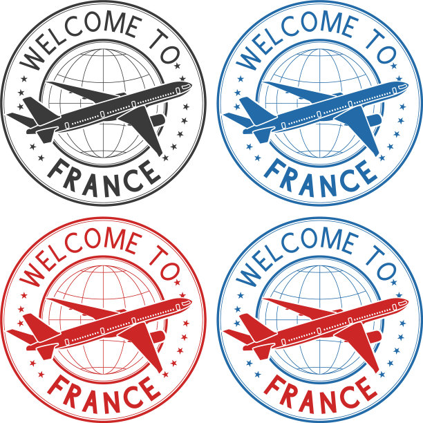 欢迎来法国旅游，邮票配飞机图片下载