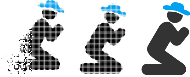 破碎的像素半色调绅士祈祷图标图片下载