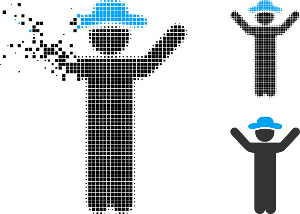 溶解像素半色调举手绅士图片下载