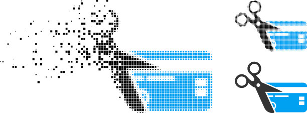 碎点半色调剪信用卡图标图片下载
