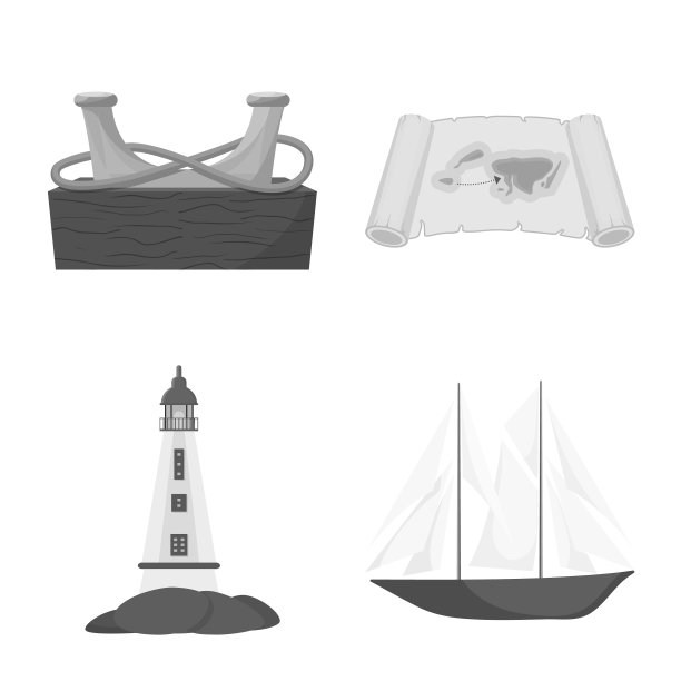 孤立的对象复古和航海标志集图片下载