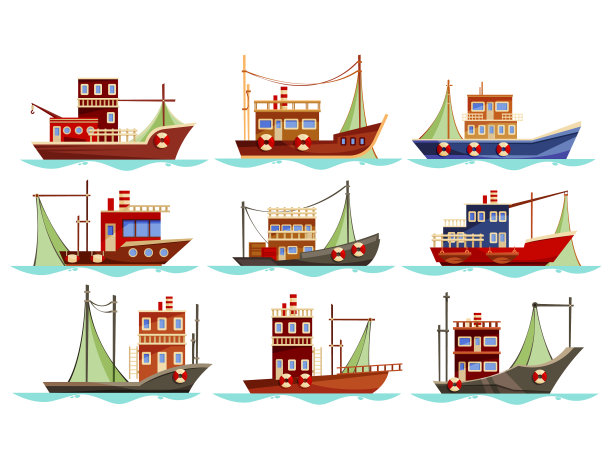 用于捕鱼的孤立拖网渔船或船图片下载