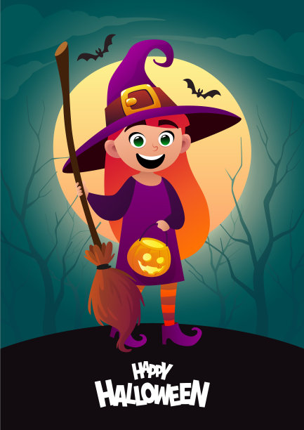 万圣节快乐卡通人物服装女巫图片下载