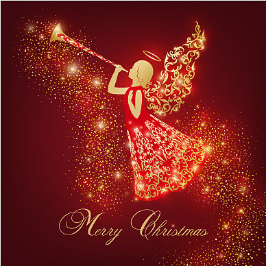 复古天使，装饰翅膀和喇叭图片下载