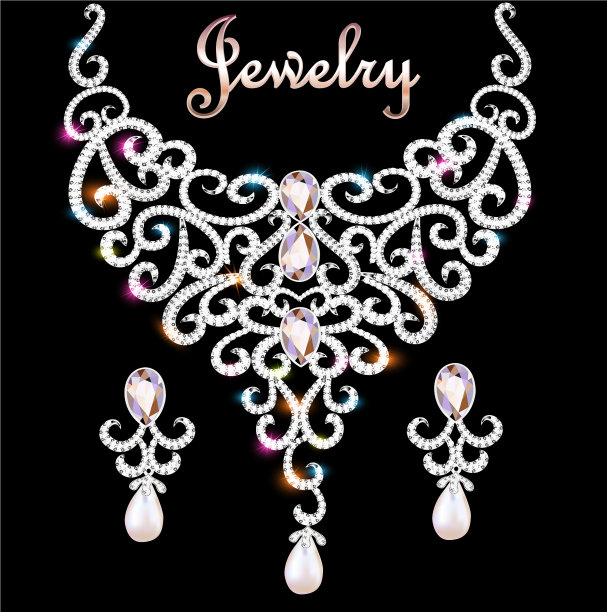 项链和耳环结婚女子钻石图片下载