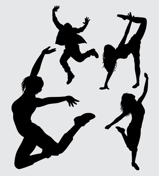 舞者男女动作姿势剪影图片下载