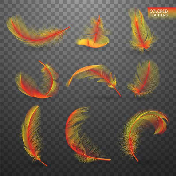 一套孤立落下的彩色毛绒绒的旋转图片下载