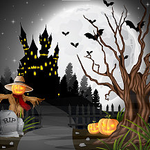 万圣节背景有稻草人和南瓜图片下载