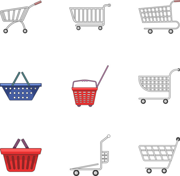 金属车图标设置卡通风格图片下载