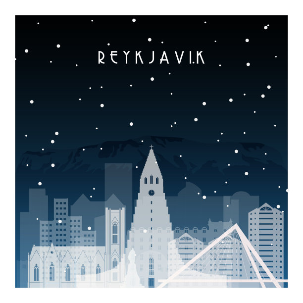 冬夜在雷克雅未克夜城图片下载