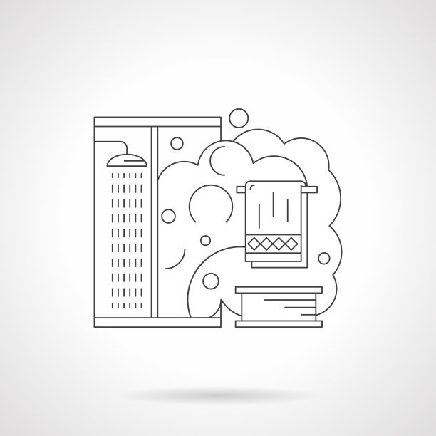 一个热水淋浴详细线图片下载