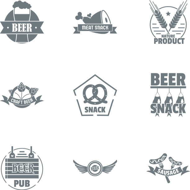 使啤酒标志集简约风格图片下载