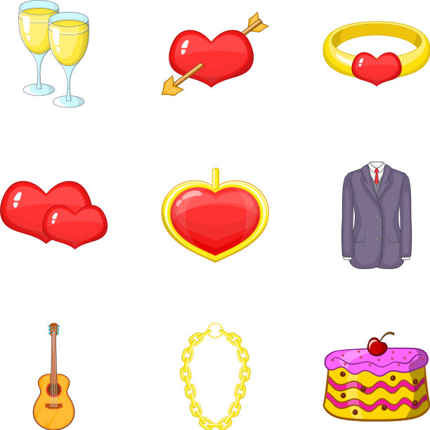 热烈喜爱的图标设置卡通风格图片下载