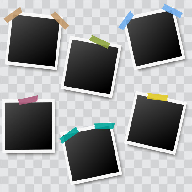 一套逼真的相框与胶粘带图片下载