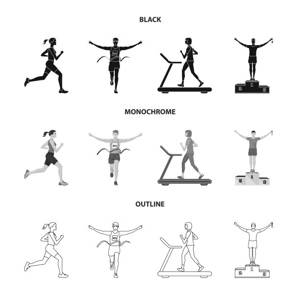 设计运动和优胜者标志套装图片下载