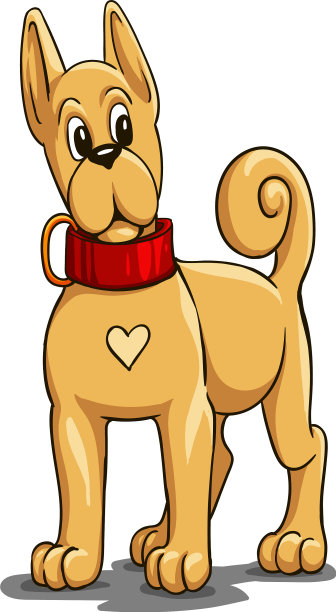 卡通风格的红色项圈的小红狗图片下载