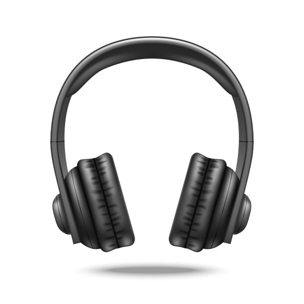 逼真详细的3d黑色耳机图片下载