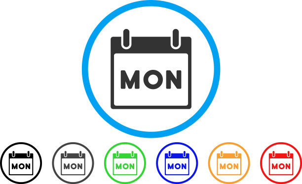 星期一日历页圆形图标图片下载