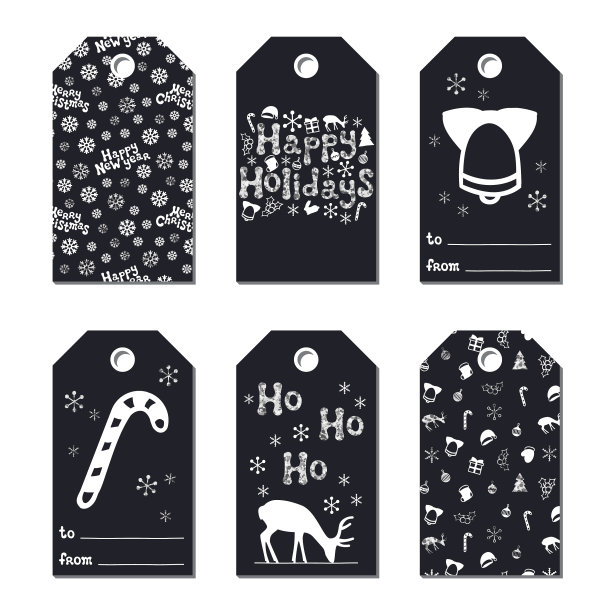 圣诞新年礼物标签贺卡圣诞银图片下载