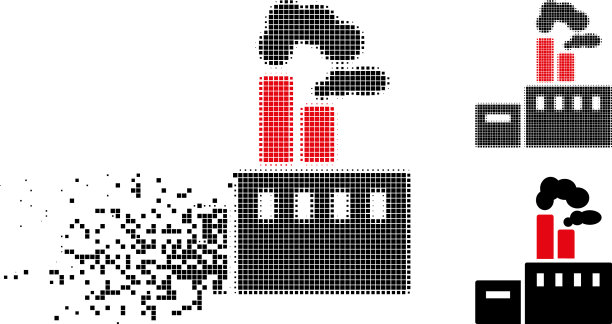 撕碎的像素半色调吸烟工厂图标图片下载