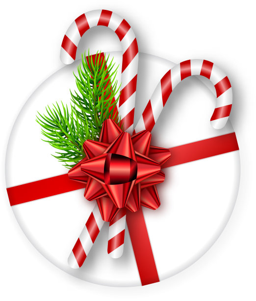 节日礼盒与红弓冷杉树枝图片下载