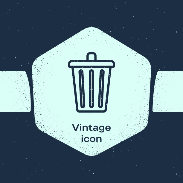 垃圾线垃圾桶图标孤立在蓝色图片下载