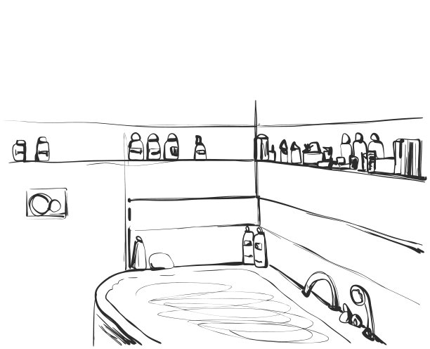 手绘浴室配件和化妆品图片下载