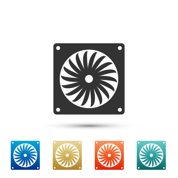电脑冷却器图标孤立的PC硬件风扇图片下载