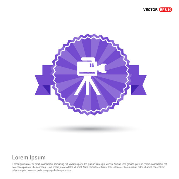 照片相机图标-紫色丝带横幅图片下载