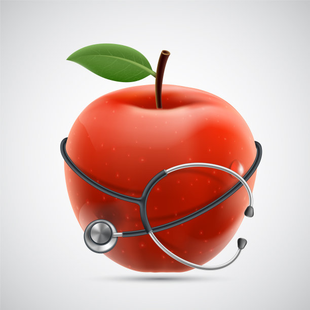听诊器周围有一个红苹果图片下载