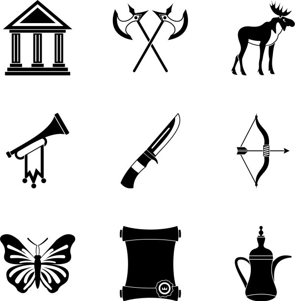 博物馆商业图标设置简单的风格图片下载