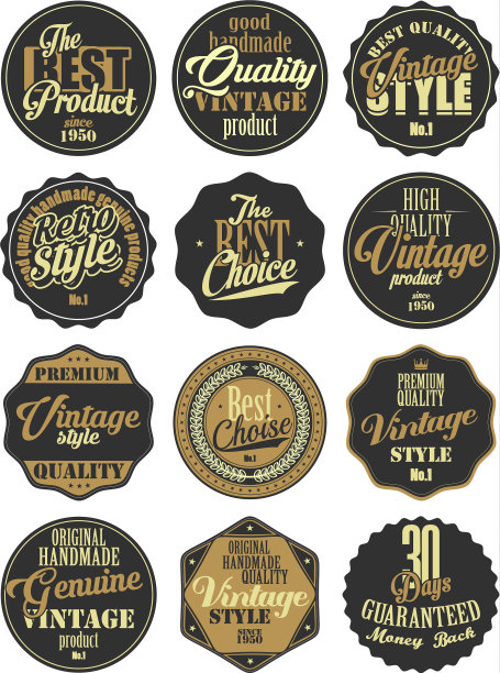 优质复古徽章收藏黑色和图片下载