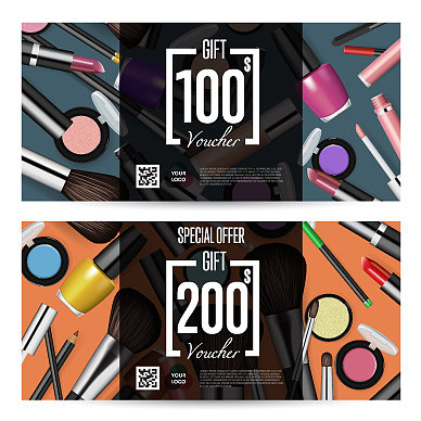 预付金额模板的化妆品礼品券图片下载