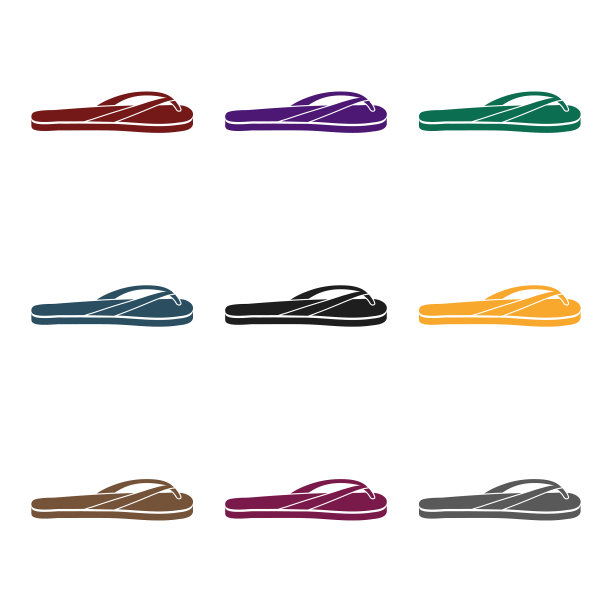 人字拖图标在黑色风格孤立的whit图片下载