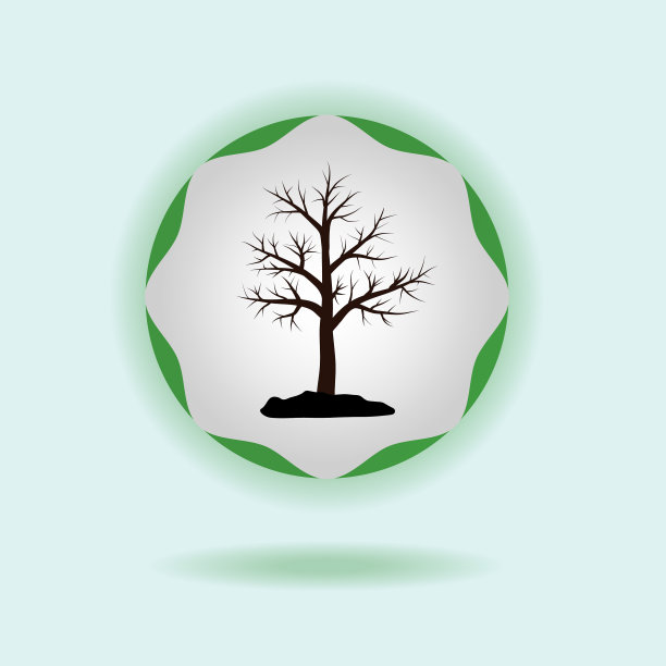 绿色会徽上一棵树的剪影图片下载