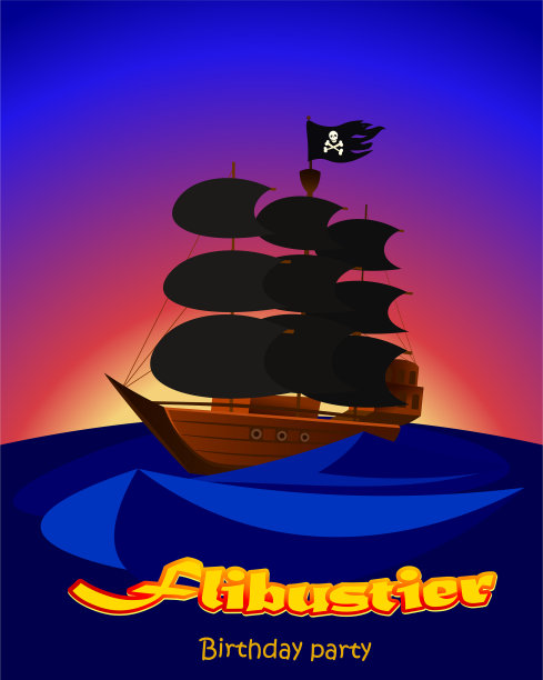 海盗船邀请孩子们参加聚会图片下载