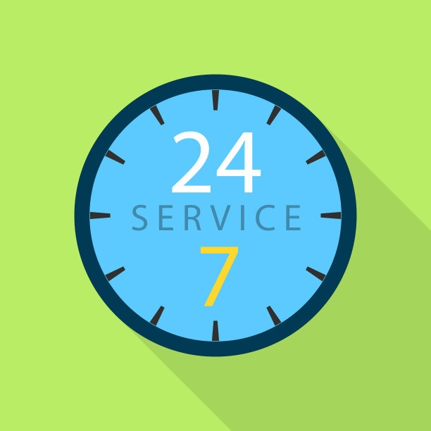 服务时钟图标平面风格图片下载