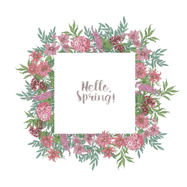 植物方形装饰边框或框架制成图片下载