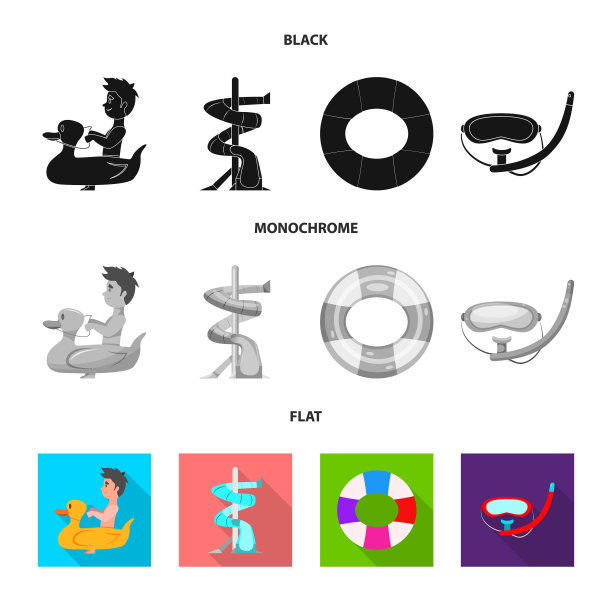 游泳池和游泳标志套的设计图片下载