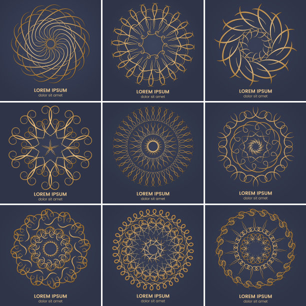 九套复古几何圆形元素图片下载