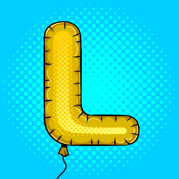 气球形状的字母l波普艺术图片下载