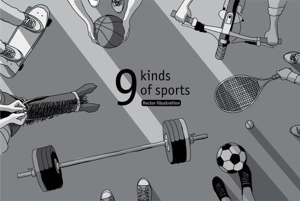 不同的运动和运动员设置俯视图图片下载
