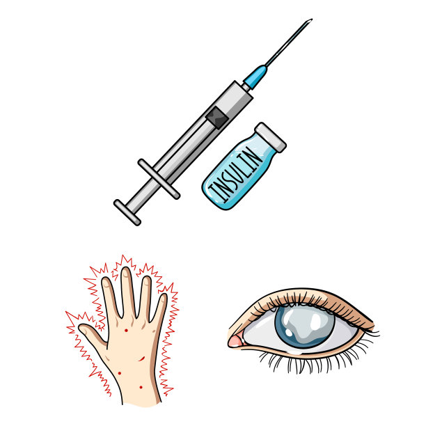 糖尿病卡通图标集合图片下载