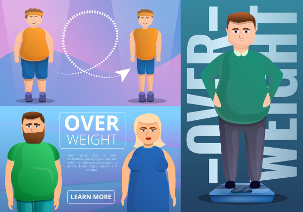 肥胖横幅设置卡通风格图片下载