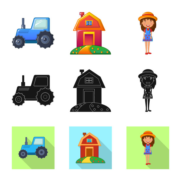 孤立对象的农场和农业标志设置图片下载