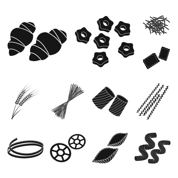 意大利面黑色图标的类型集合为图片下载