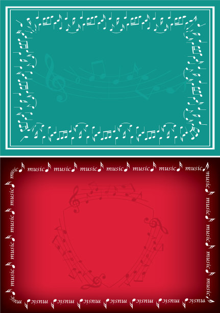 红色和绿色的背景搭配音乐装饰图片下载